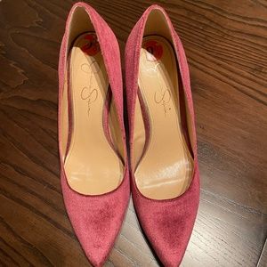 Jessica Simpson Tanysha Rose Velvet Block Heel Pumps 9.5